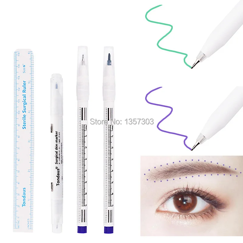 

10 pcs Skin Marker for eyebrow skin marker pen tattoo skin marker sterile surgical cosmetic positioning acupuncture point pen