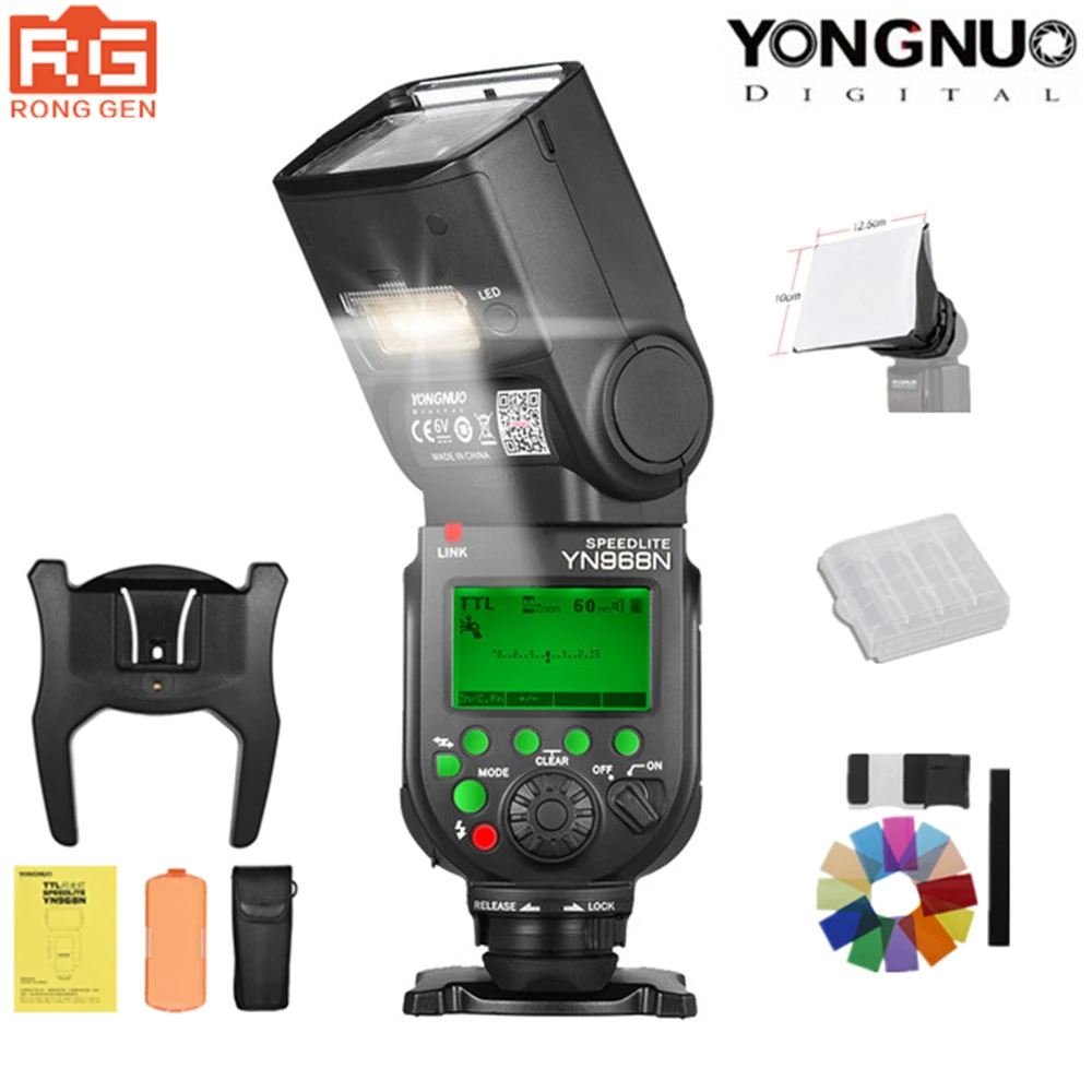 

YONGNUO YN968N 2.4G Wireless High-speed Sync TTL 1/8000s Flash Speedlite Auto zoom for Nikon DSLR Camera Compatible YN622N YN560
