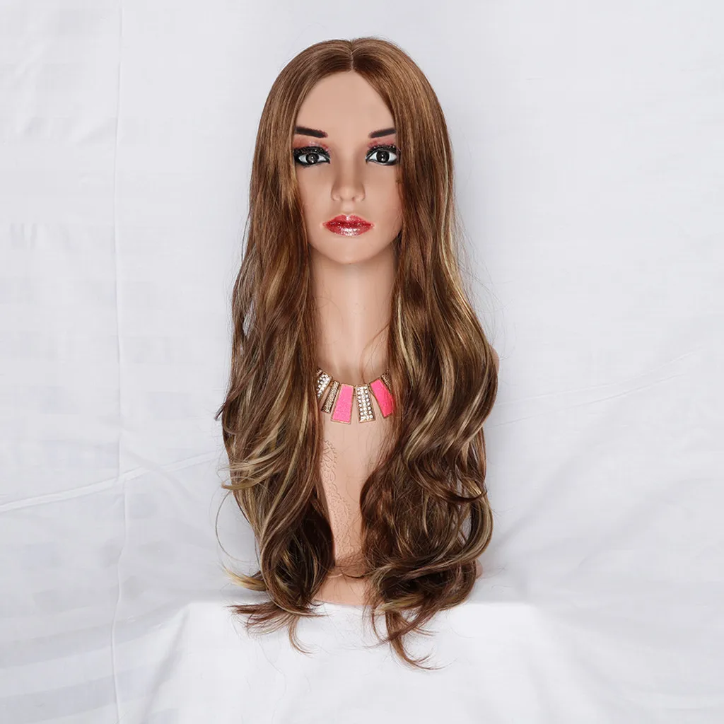 

Women's Fashion Wig Brown Synthetic Hair Long Wigs Wave Curly Lace Front Net Hair Body Wave Wigs Remy AliPearl HairF6.5