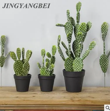 

32cm/40cm Cactus Artificial Succulents Fake Plastic Opuntia Faux Green Desert Plants Large Flower Arrangement Home Garden Deco