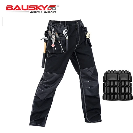 Мужская рабочая одежда, рабочие брюки с несколькими карманами, черные рабочие брюки, Мужская рабочая одежда, B129 - Цвет: Черный