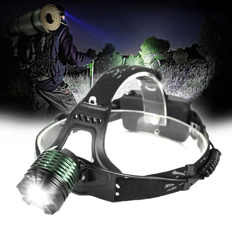 

BORUIT 1000LM XML T6 LED Headlight Zoomable Adjust Focus White Light Headlamp Bicycle Hiking Head Torch Lantern 18650 Battery