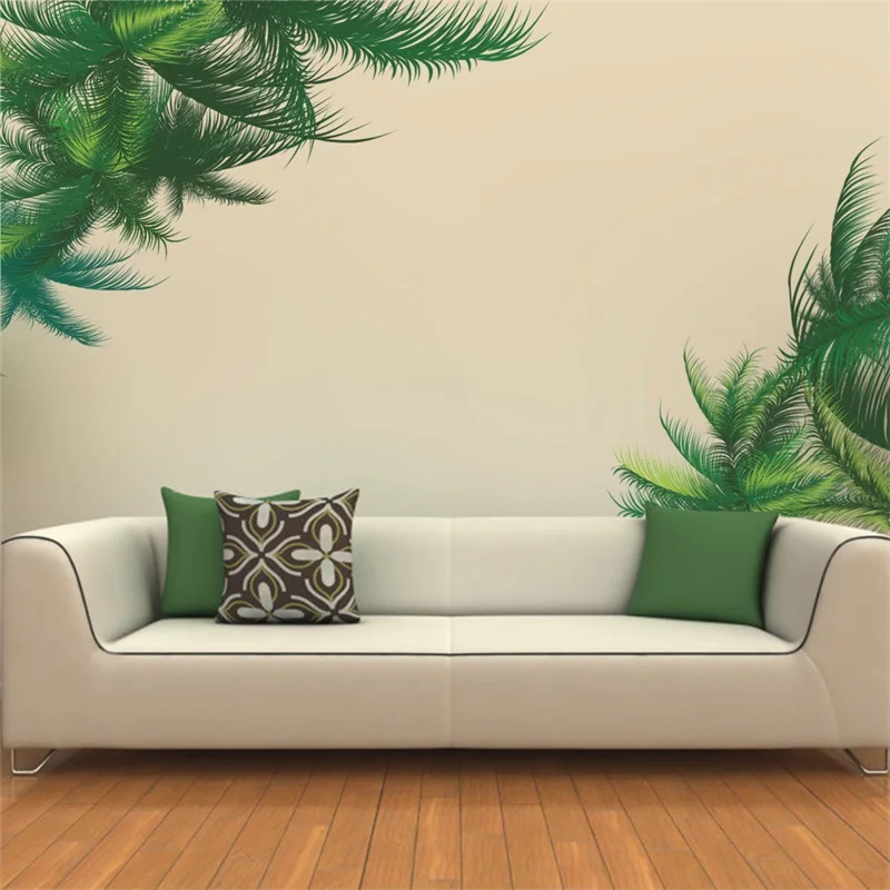 Us 5 99 Grren Palm Tree Plant Leaves Wall Stickers For Sofa Background Cupboard Door Decor Diy Decal Decorations In