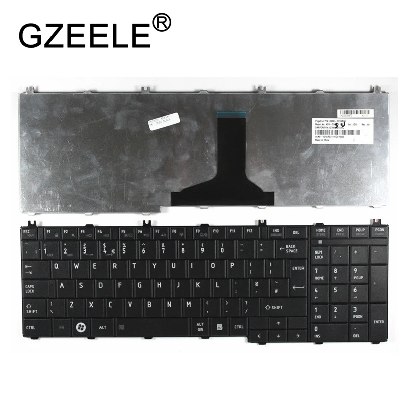 GZEELE для Toshiba Satellite Pro C650 C655 C655D C660 C670 L650 L655 L670 L675 L750 L755 l755d Клавиатура ноутбука Великобритании(ГБ) на английском языке