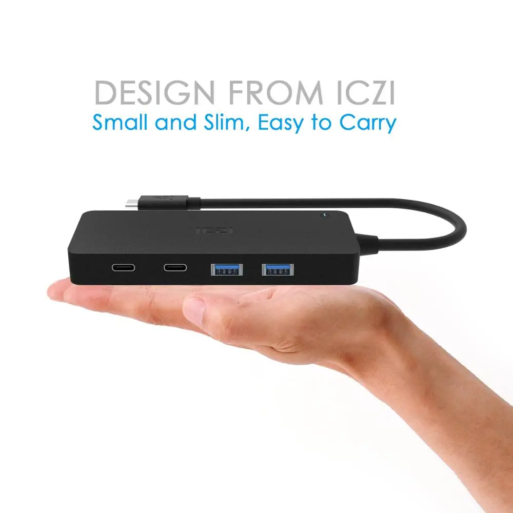 ICZI 7 в 1 USB C HUB type C к USB 3,0 type-C переходник для передачи данных с блоком питания для Macbook Air Macbook Pro