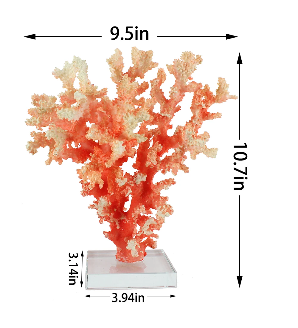 Декоративная Коралловая скульптура с кристальной основой, светится в темноте, полимерные коралловые художественные украшения, художественный стол, Декор для дома и офиса