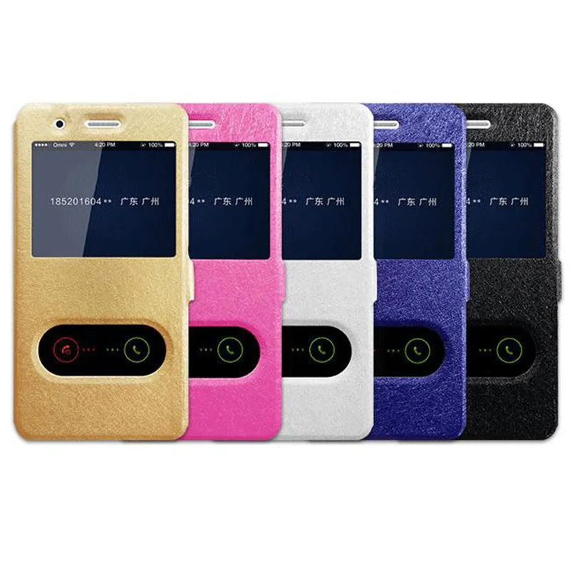 

Silk PU Leather Phone Case For Huawei Enjoy 7 5.0" Quick Answer View Window Flip Cases Coque For Huawei Enjoy 7 Cover Funda