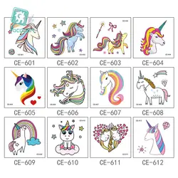 50 листов Новое поступление 2018 мини Единорог Лошадь Татуировка дизайн для мальчиков девочек дети водостойкие временные татуировки