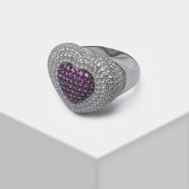 

Local focal Pink heart-shaped shiny sweet fashion ring