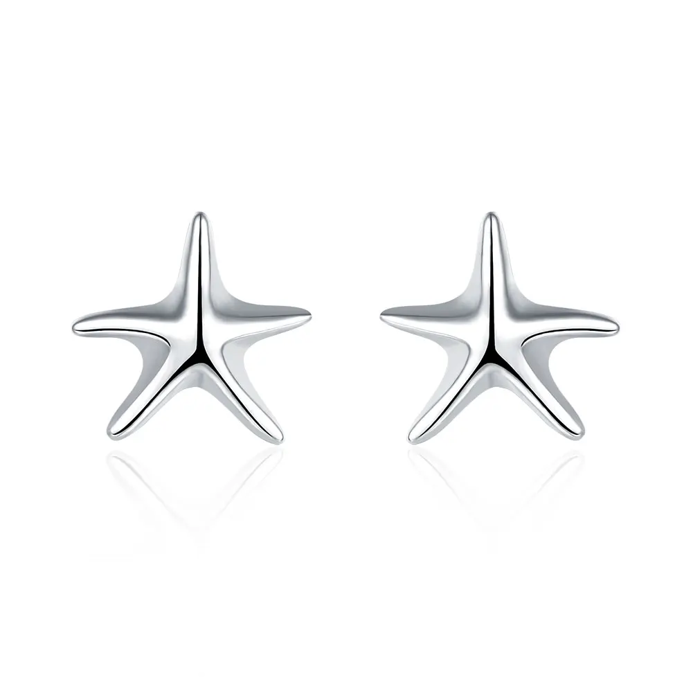 

2017 New Arrival Beautiful Starfish Earrings Fashion Jewelry For Women Wedding Silver Color Cute Stud Earring Friends Xmas Gift