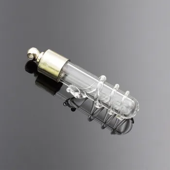 

50pieces SCREW CAP snake glass vial pendant Miniature Wishing Bottle clear Perfume essential oil charm name on rice art jewelry