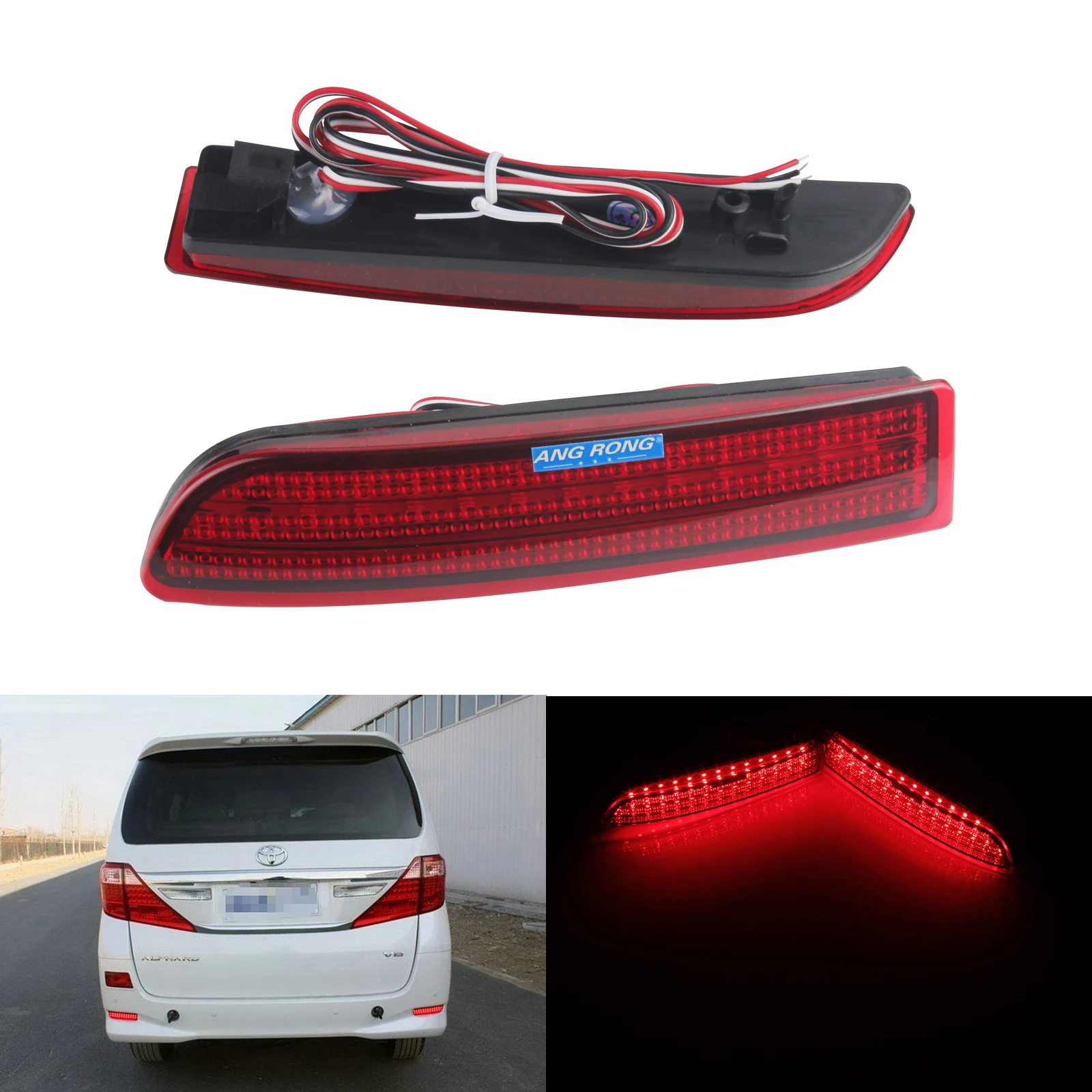 ANGRONG для Toyota Alphard MK I Previa RAV4 Avensis Scion xD Красный отражатель светильник заднего