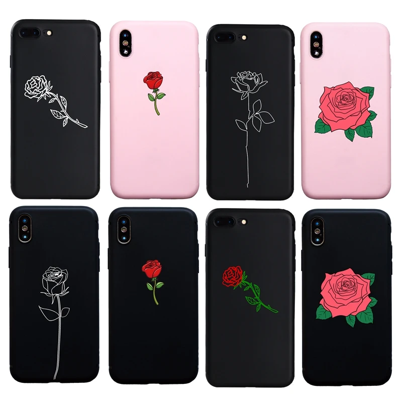 Cute Flora Flower Red Rose Girl Power Soft Tpu Case For Iphone 7 8 Plus X Soft Silicon Cover For Iphone 6 6s Plus 5s Se Coque Phone Case Covers Aliexpress