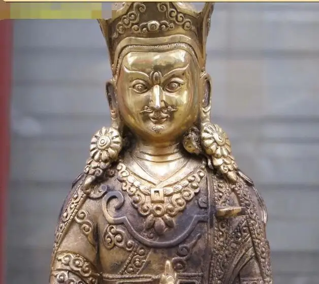 

S2212 Tibetan Esoteric Buddhism Bronze Gild Kagyupa Sect Red Hats Padmasambhava statue