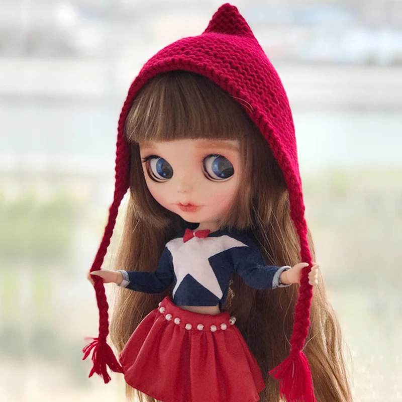 1 шт. ручная работа вязаная Милая Красная Шапочка шапка для куклы Blyth аксессуары