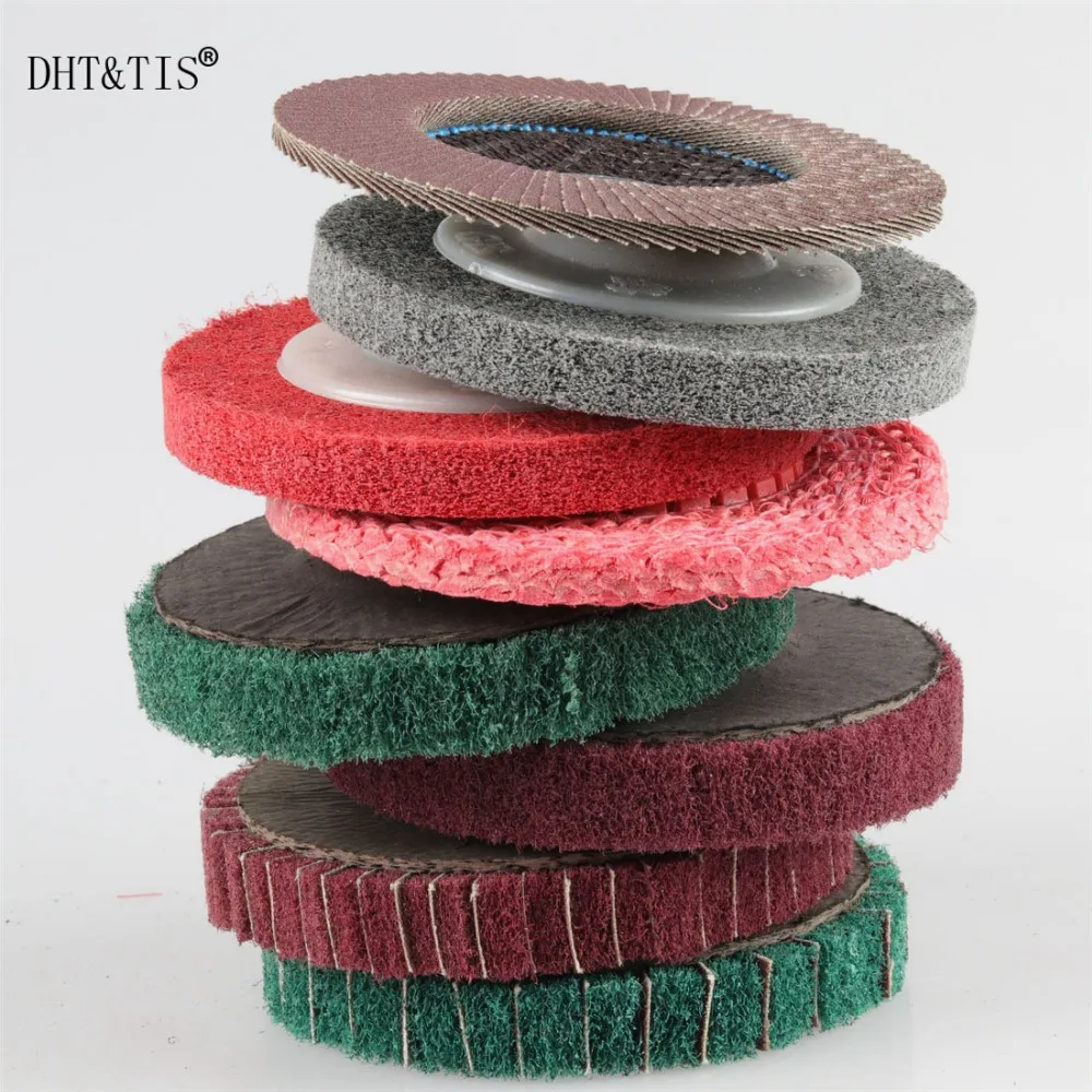 DHT&TIS 8 pieces 4"/100mm Fibre Finishing Flap Disc Mix Non woven