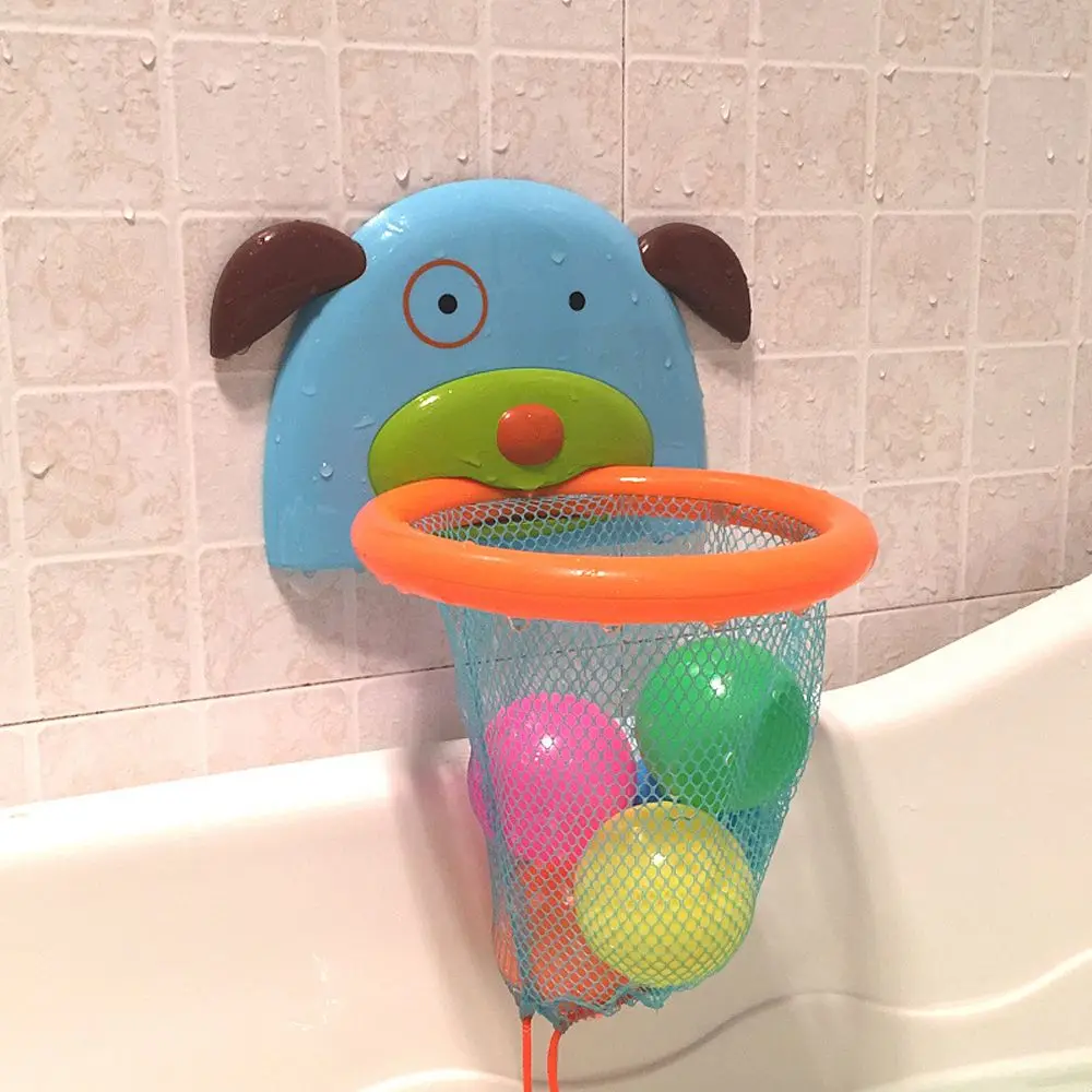 1 Набор забавных детских игрушек для ванной, пластиковая Ванна, баскетбольные чашки для сукций, обруч с 3 шариками, обучающие игрушки для детей, стрельба в ванной - Цвет: Синий
