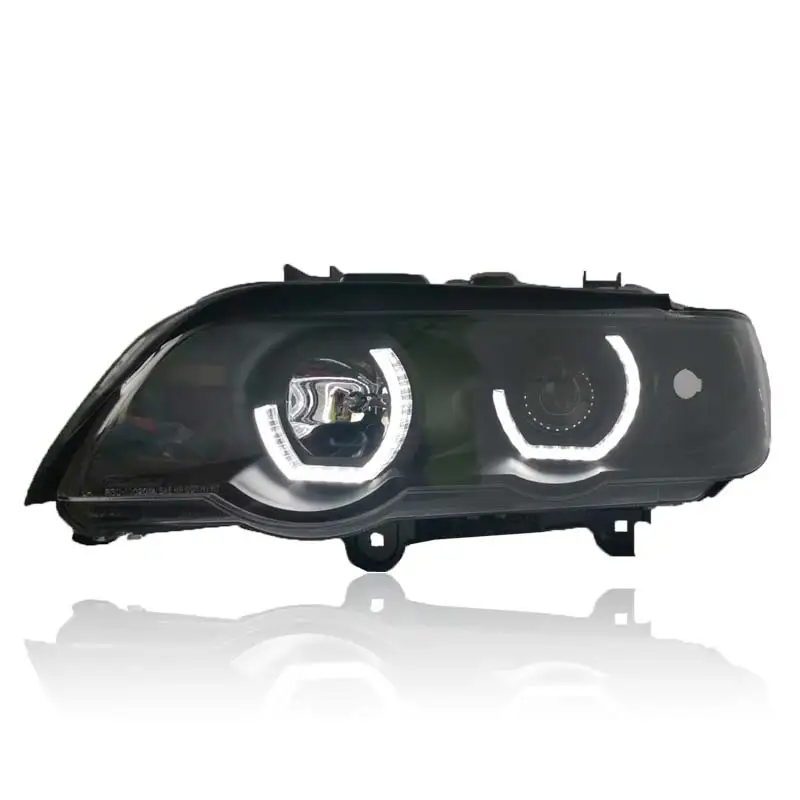 

For BMW X5 LED Angel Eyes head Lamp 1998 to 2003 year with BI Xenon Projector Lens New type JX