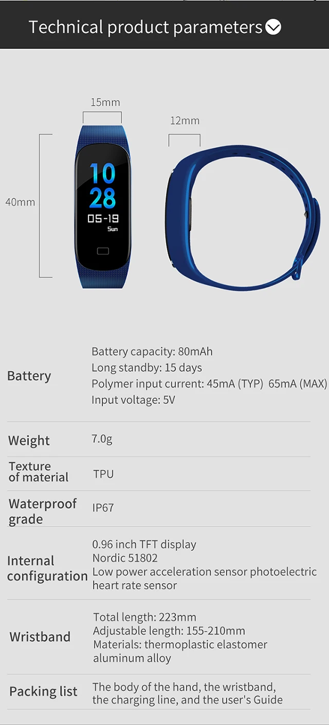 Inteligente Pulseira Smartwatch À Prova D' Água