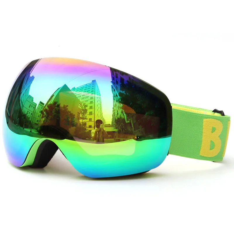 Green Lens Профессиональные лыжные очки Новые мужские и женские зимние очки для лыжного спорта двухслойные UV400 лыжные очки Анти-туман Лыжная маска - Цвет: Green Lens