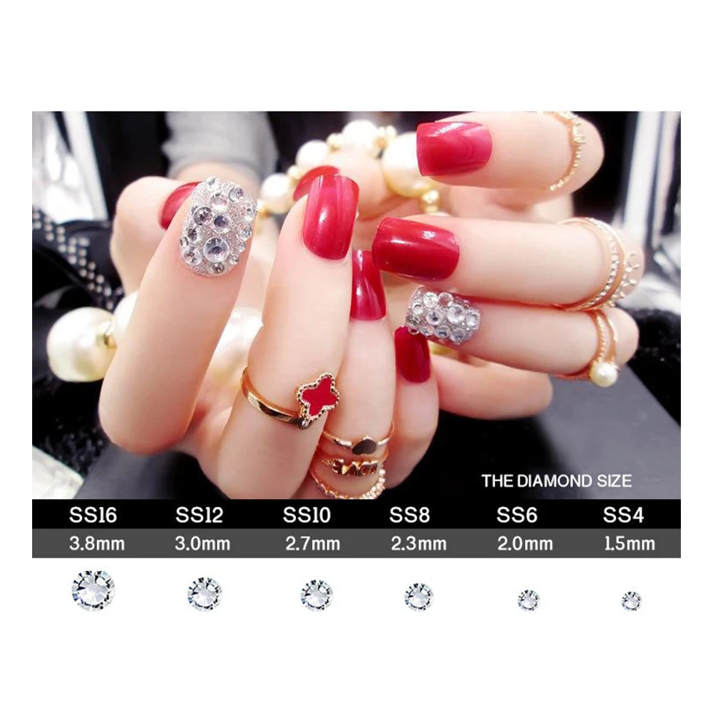 1440 шт. Стразы кабошоны блеск Имитация алмазы для ногтей Аксессуары для дизайн ногтей Смешанные Цвет Акрил Стразы для маникюра Самоцветы