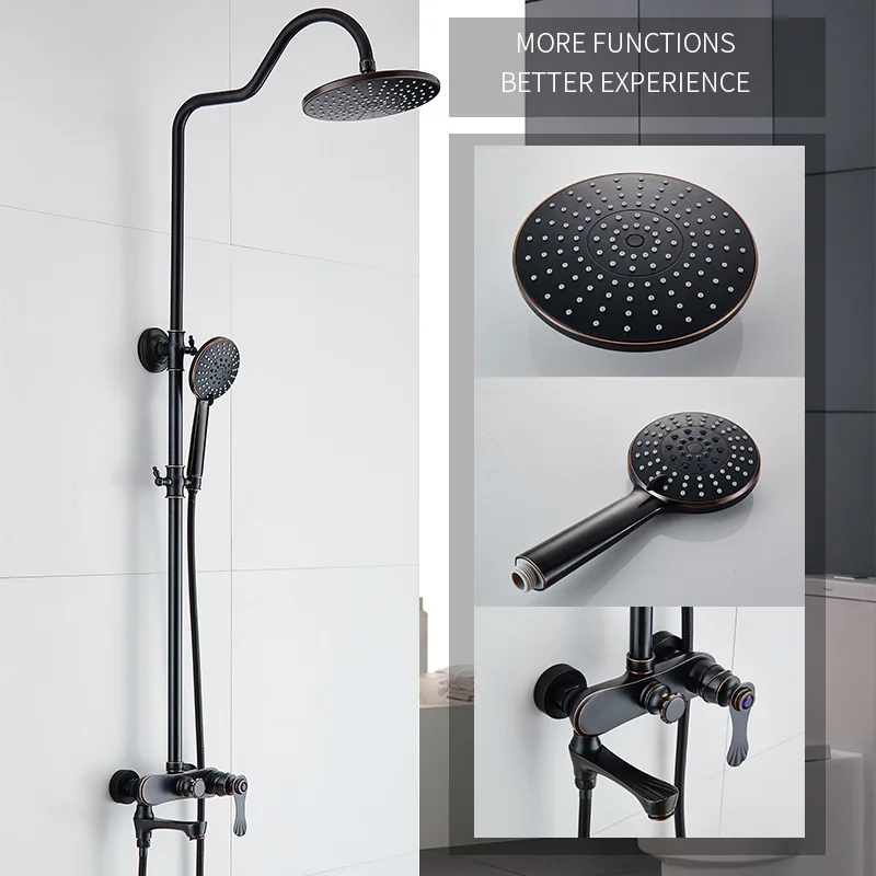 Shower Faucets Euro Style Brass Bathroom Faucet Oil Rubbed Bronze Dual Handle Dual Control With Slide Bar With Hand Shower 88320