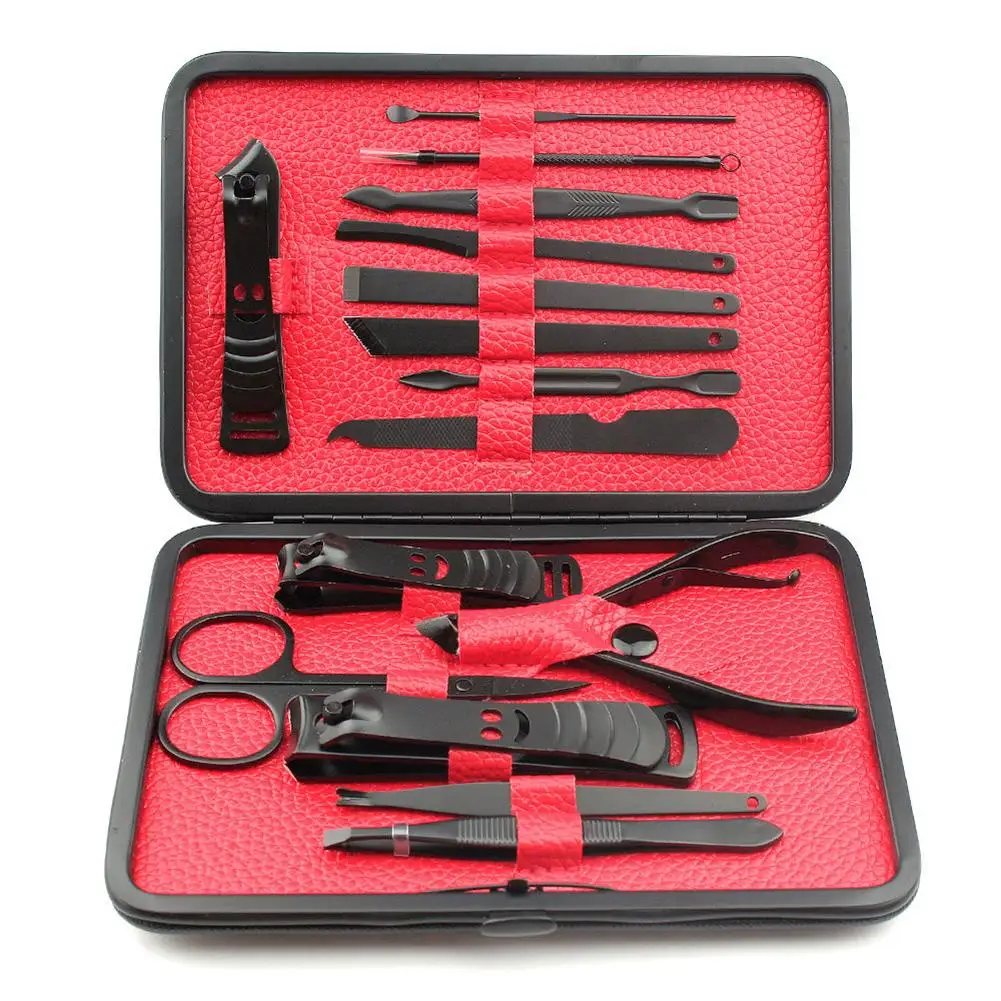 

15 in 1 Nail Clipper Kit With Case Nail Care Set Pedicure Cutters Scissor Tweezer Knife Professional Manicure Set Tools