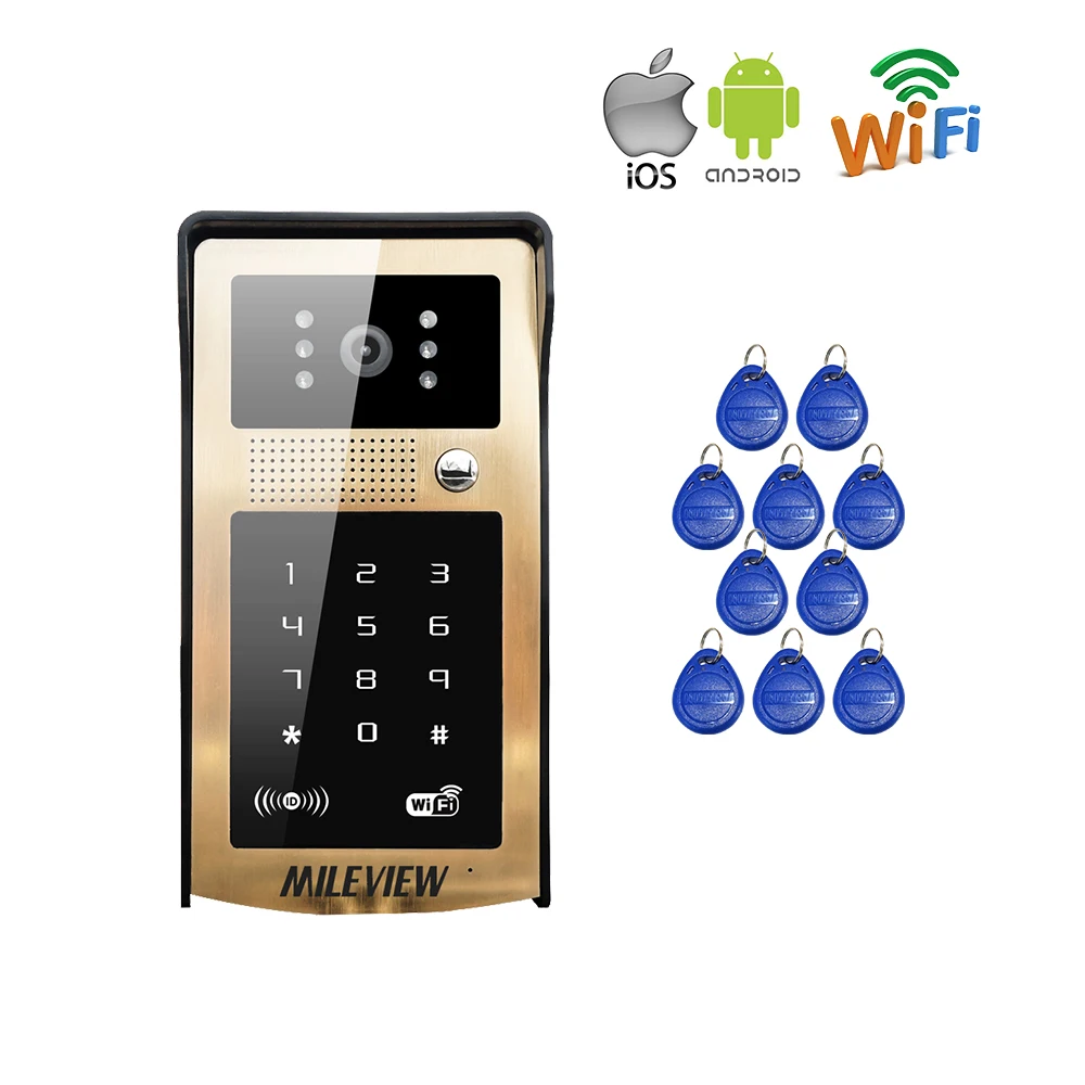 

Touch New RFID / Code / Keypad Wireless Wifi Video Door Phone Waterproof Doorbell Intercom for Android IOS Phone Free Shipping