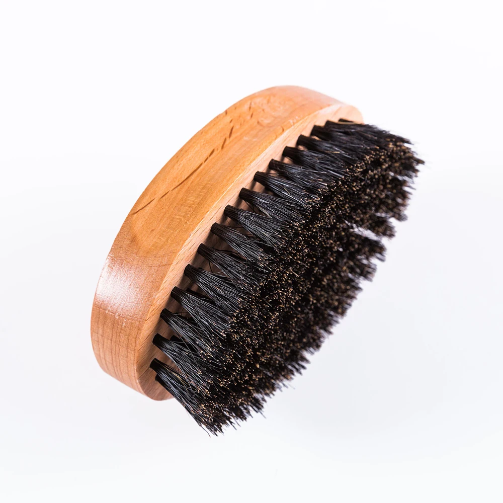 Men's Boar Bristle Beard Brush Boar Mustache Hair Brush Curved Wood
