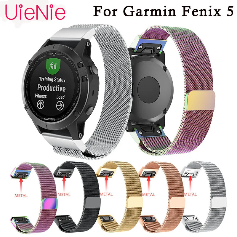 

22mm Milanese Watch Strap Replacement Magnetic Loop Metal Wristband stainless steel Watchband for Garmin Fenix 5 Straps