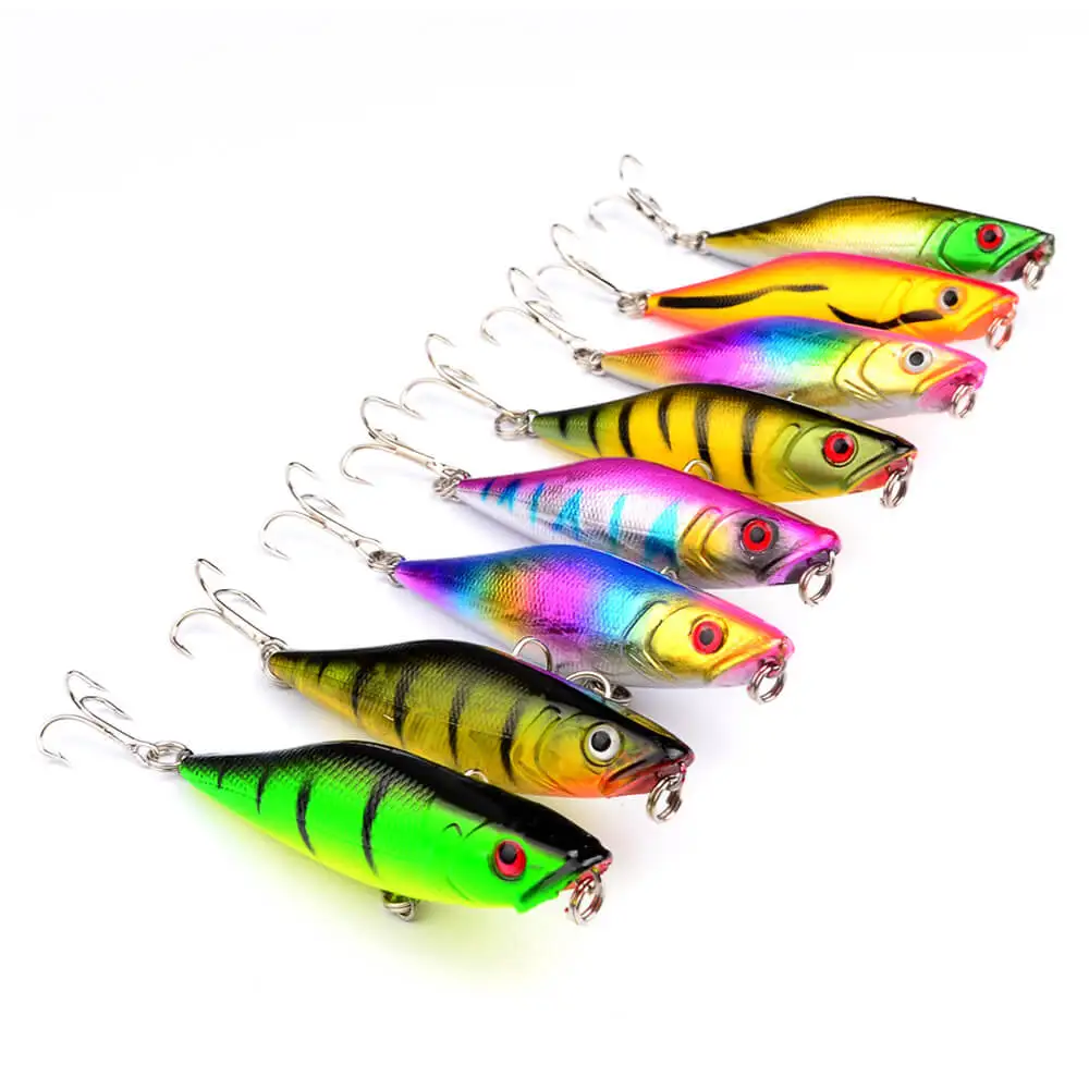 8pcs 7.5cm/7.5g Topwater Floating Swimbait Popper Fishing Lures Baits Crankbait Hook Saltwater Freshwater Artificial Tackle | Спорт и