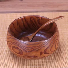 Creative Wooden Bowl Salad Ramen Soup Tableware Bowls Kids Food Container Instant Noodles For Kitchen Rice