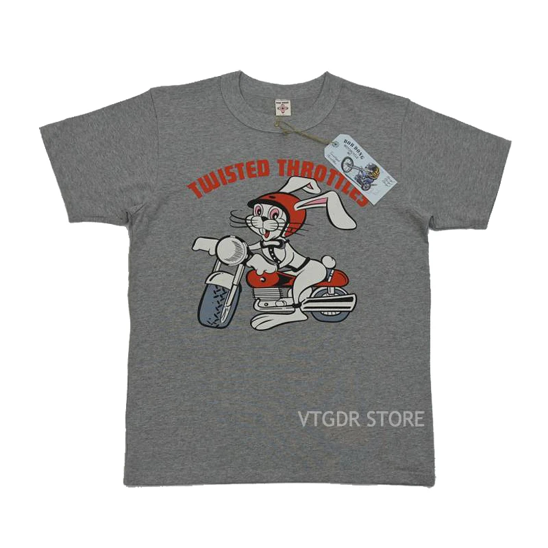 

BOB DONG Retro Motorcycle Biker Style Bugs Bunny Print Men's T-Shirts 3 Colours