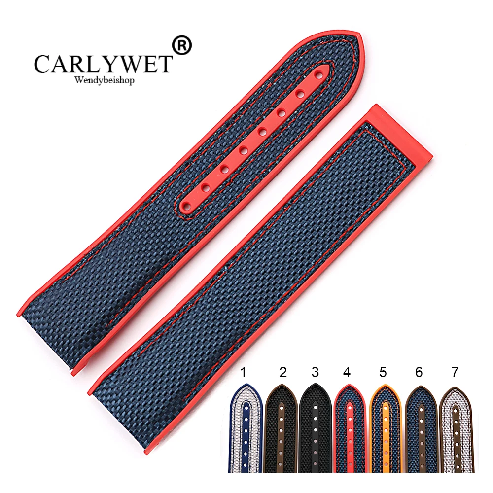 Ремешок для часов CARLYWET 20 22 мм резиновый силиконовый ремешок с нейлоновой сменой