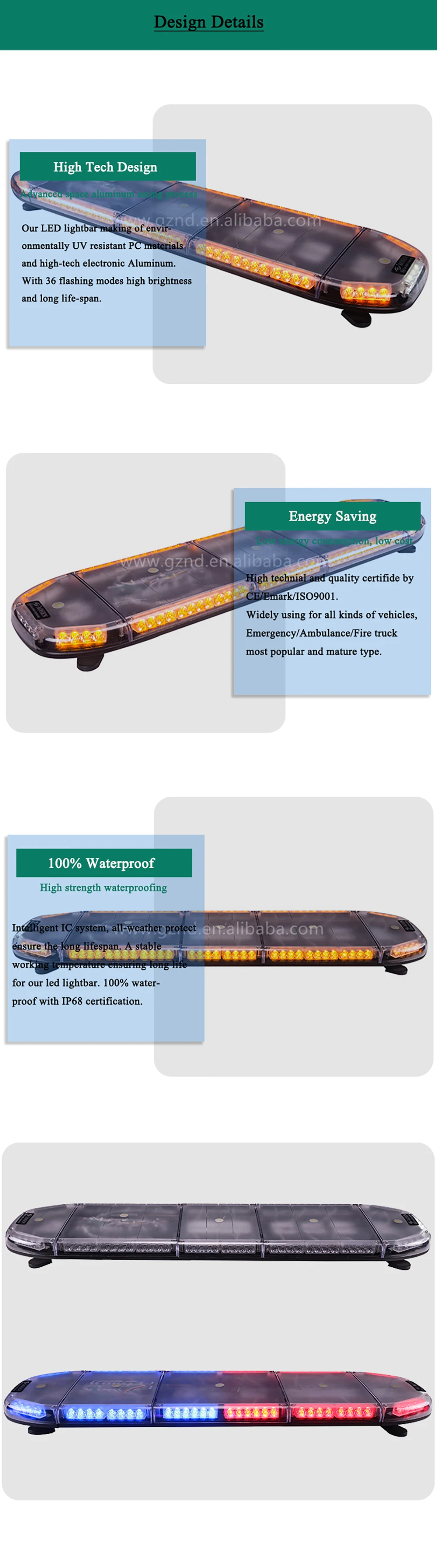 Янтарный светодио дный аварийного трафика lightbar/24 В Сертификация безопасности дорожного движения буксировки Amber синий и красный цвета