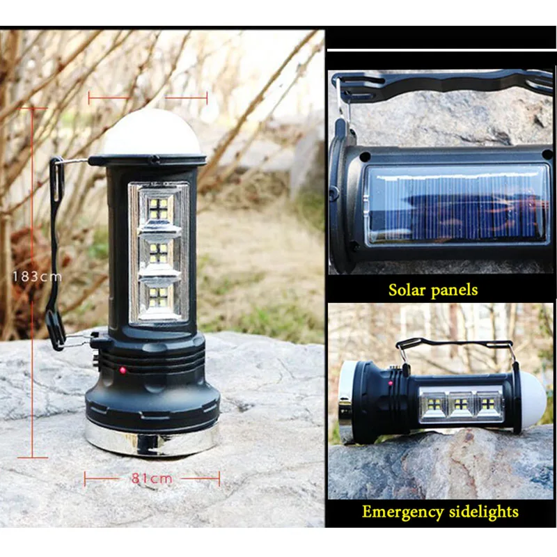 Новый 3 способа светодио дный фонарик Солнечный Мощность Перезаряжаемые руки факел фары работы Фонари Flash лампы рыбалка свет для кемпинга