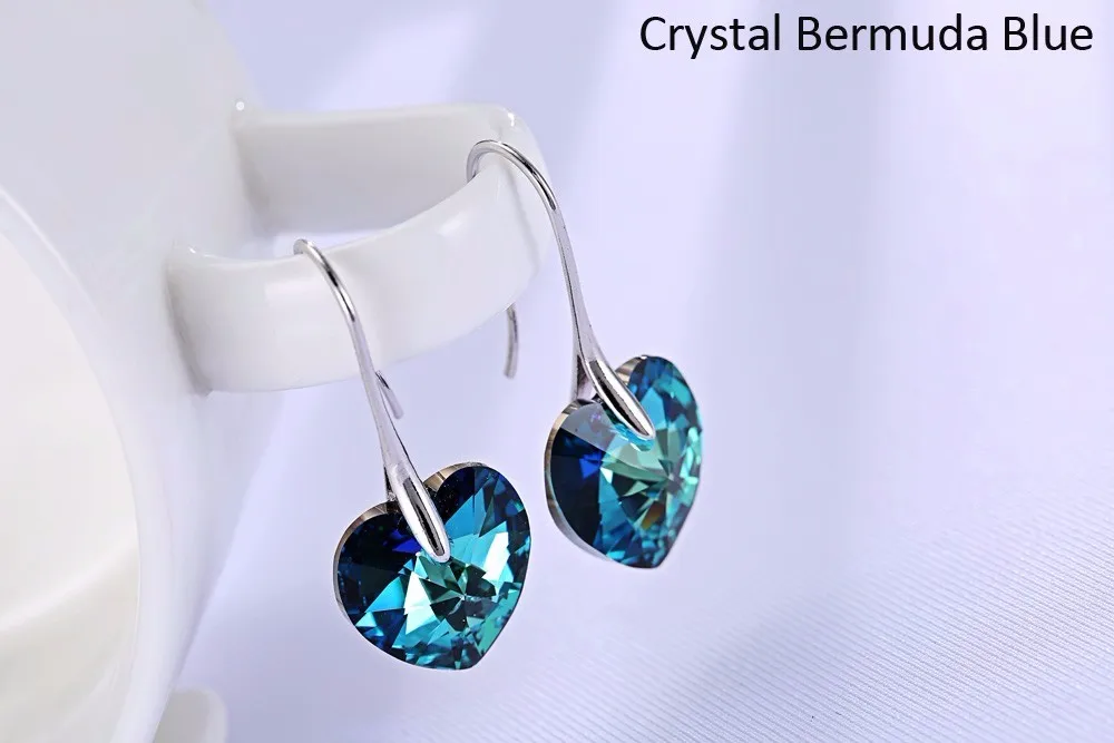 HTB1Tu7SMVXXXXbxapXXq6xXFXXXg - Earrings Hearts Crystals From Swarovski Jewelry For Women Party Hot Selling Silver Color Ear Friends Gift