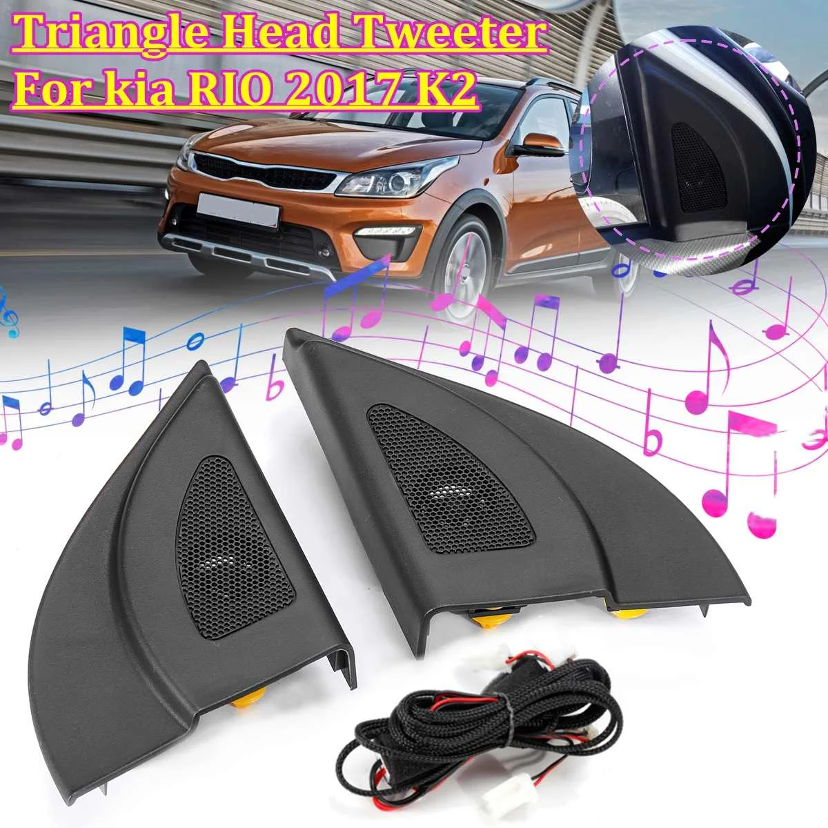 

Car tweeter Audio with wire Auto Black triangle head speakers tweeter trumpet speakers tweeter For Hyundai Solaris 2011-2016