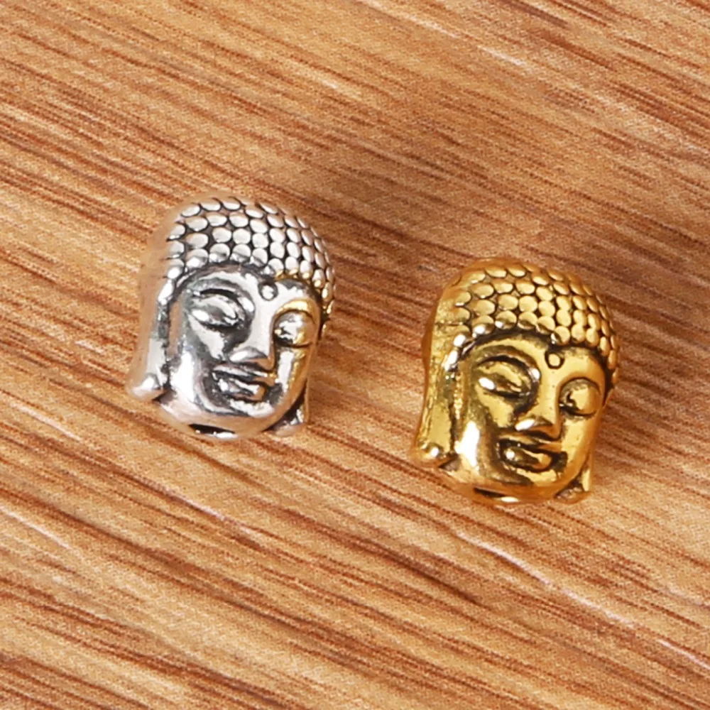 Fashion 10Pcs/lot Antique Silver gold Tone metal alloy Buddha head