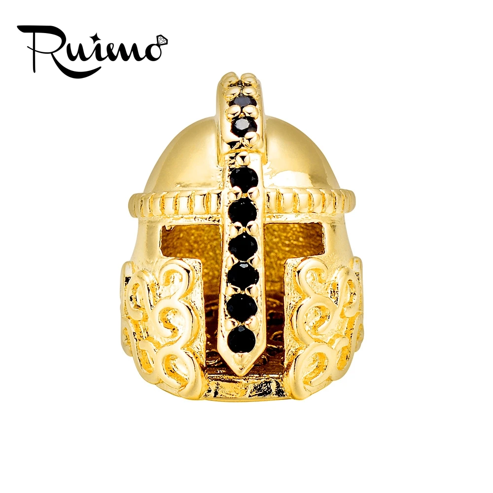 Микробусины RUIMO из черного циркония с инкрустацией спартанские бусины для шлема