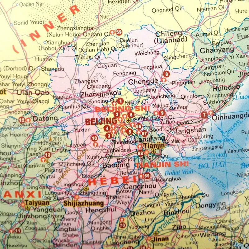 Map of China ( English Version) 76x52.8cm/29.9x20.8in Scale 1:9 000 000 Paper Map Non Laminated