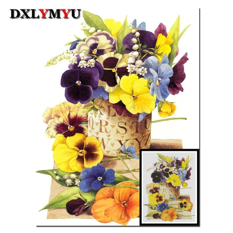 DIY 3D Алмазная вышивка Pansy цветок картина 5D алмазная Картина Вышивка крестом