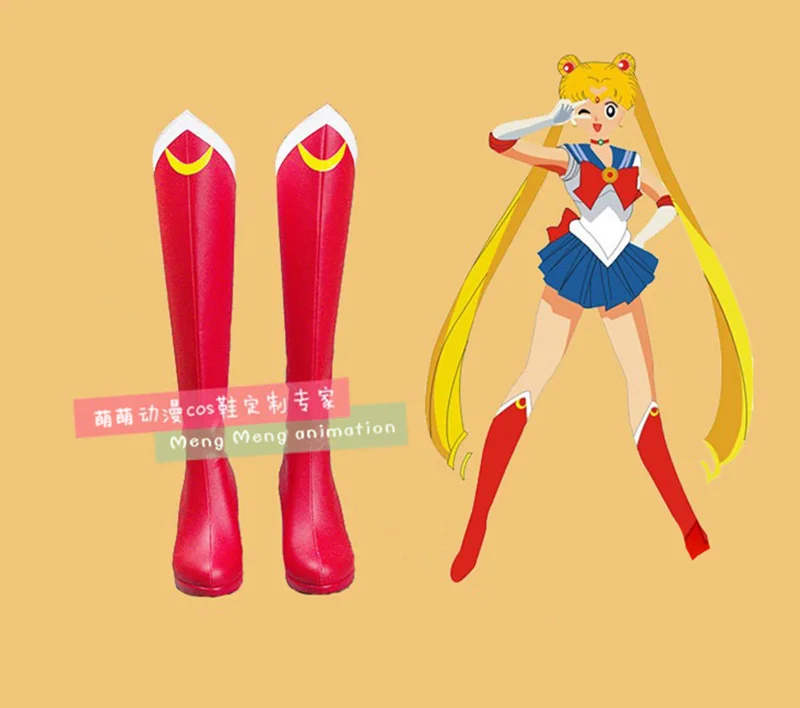 

Japanese Anime Sailor Moon Red boots Sailormoon Tsukino Usagi Cosplay shoes Comic Costume Boots large size