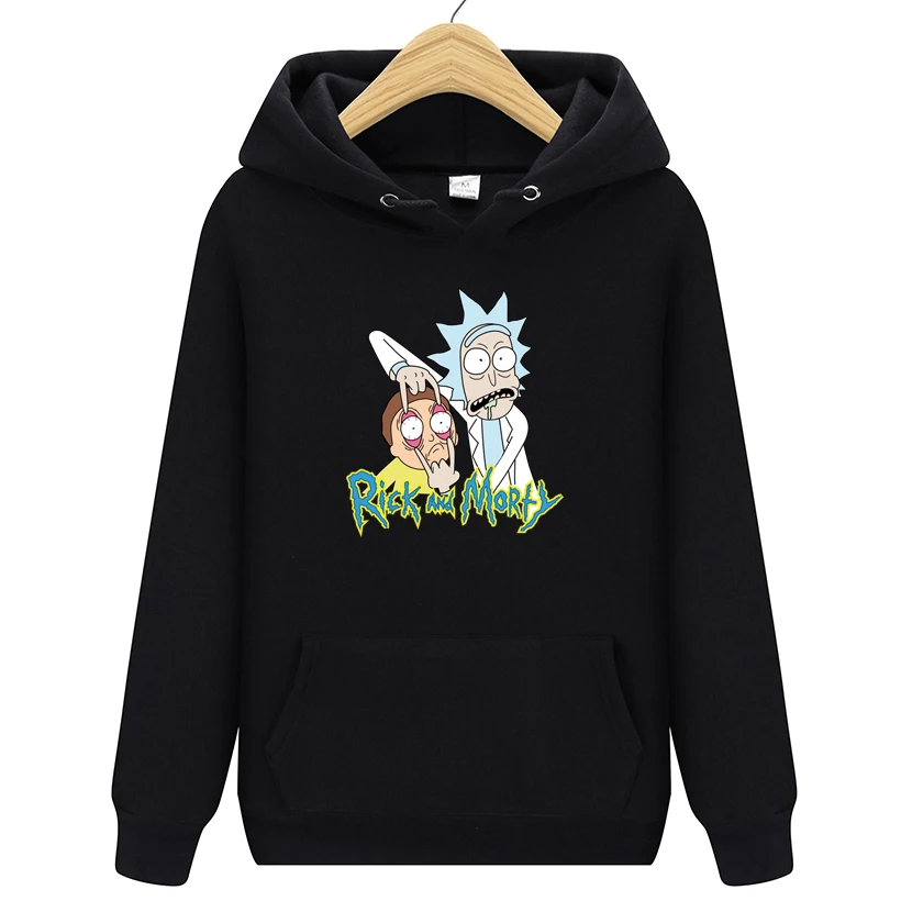 هوديس الرجال العلامة التجارية الخريف ريك morty طويلة الأكمام بلون مقنعين البلوز رجل هوديي رياضية العرق معطف ملابس رياضية عصرية
