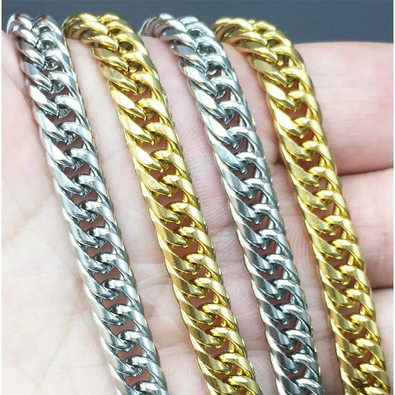 10pcs Gold Chain For Men Hip Hop Jewelry Stainless Steel Curb Chain DIY For Necklace Jewelery Chain