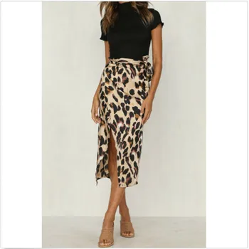 

2019 Fashion Summer Women Bandage Leopard Swimwear Bikini Cover Up Sheer Beach Midi Wrap Skirt Sarong Pareo Short Midi Skirt