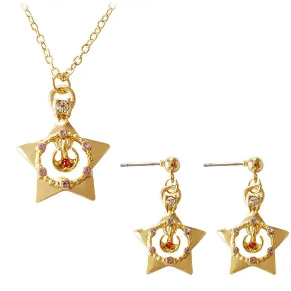 

free shipping 6pcs/ lot fashion jewelry accessories sailor moon Guardian five-pointed Star Rhinestone Red Crystal necklace