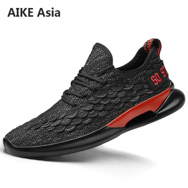 

2018 Fashion Men Shoes Casual Weaving Fly Mesh Breathable Light Soft Black Slipon Mens Shoe Male Trainers Sneakers Human Race