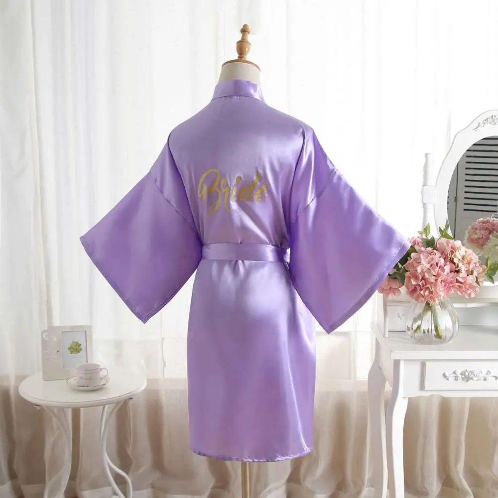 Кимоно халат, одежда для сна, свадебное платье для невесты, кимоно халаты для женщин, короткий однотонный домашний халат для подружки невесты, ночное банное платье - Цвет: 018