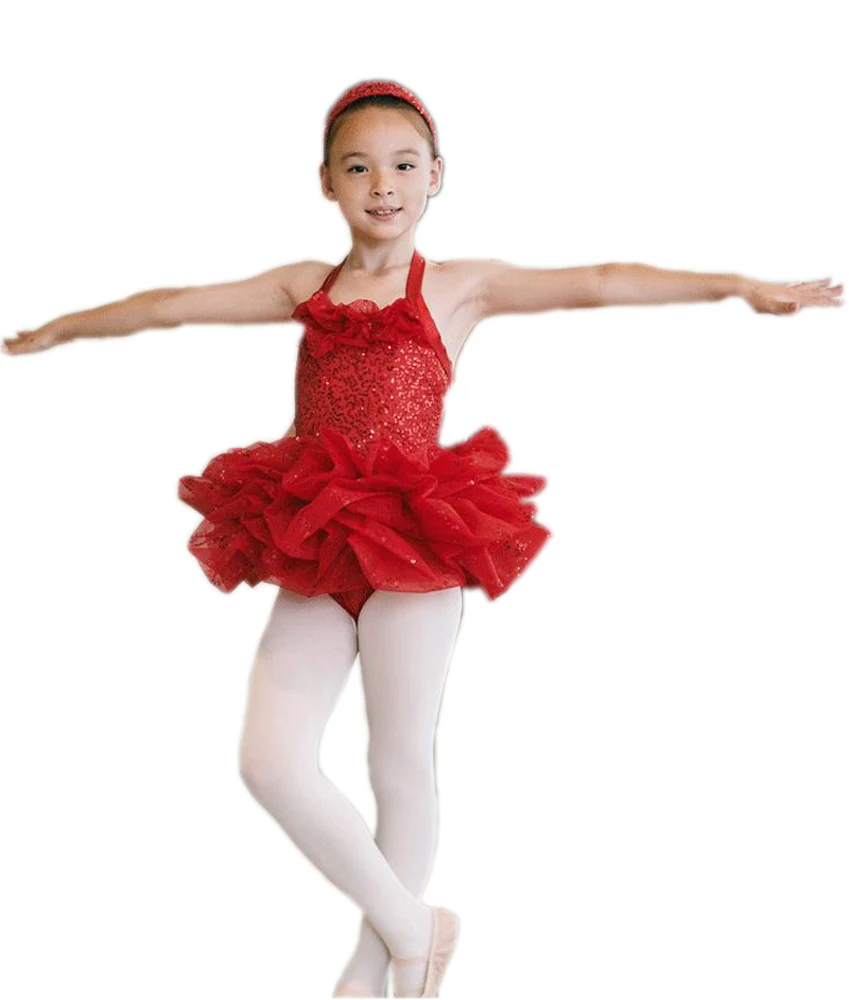 Red Sleeveless Kids Children Girls Spaghetti Strap Ballet Dancer
